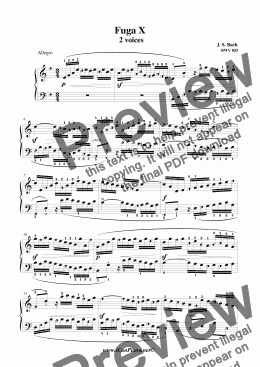 page one of Bach Fugue No. 10 in E Minor BWV 855 iCanPiano Style