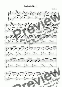 page one of Bach Prelude No. 1 in C Major BWV 846 iCanPiano Style