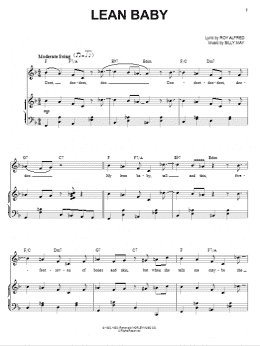 page one of Lean Baby (Piano & Vocal)