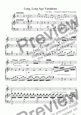 page one of Long, Long Ago Variations for Euphonium and Piano