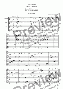 page one of Schubert - Sax Quartet D810 Der Tod und das Mädchen