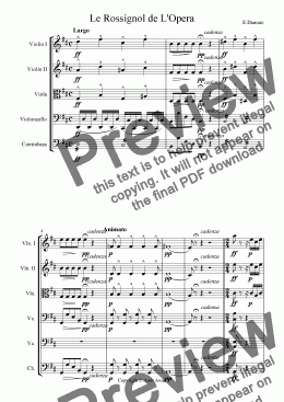 page one of Damare : Rossignol de Opera for Flute and String Orchestra 
