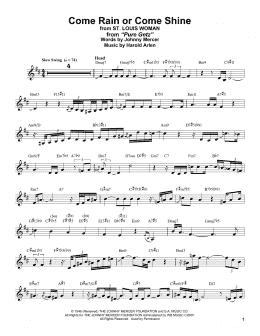 page one of Come Rain Or Come Shine (from St. Louis Woman) (Alto Sax Transcription)