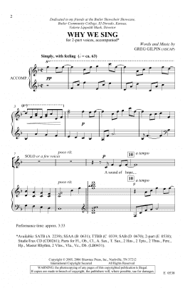 page one of Why We Sing (2-Part Choir)