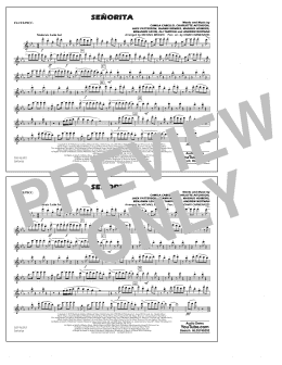page one of Señorita (arr. Carmenates and Brown) - Flute/Piccolo (Marching Band)