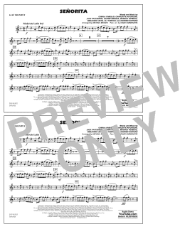 page one of Señorita (arr. Carmenates and Brown) - 1st Bb Trumpet (Marching Band)