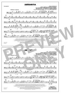 page one of Señorita (arr. Carmenates and Brown) - Trombone (Marching Band)