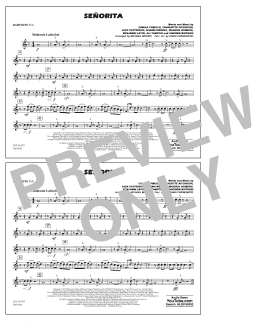 page one of Señorita (arr. Carmenates and Brown) - Baritone T.C. (Marching Band)