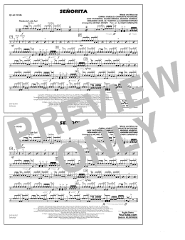 page one of Señorita (arr. Carmenates and Brown) - Quad Toms (Marching Band)