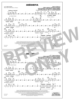 page one of Señorita (arr. Carmenates and Brown) - Aux Percussion (Marching Band)