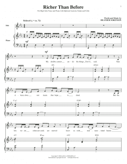 page one of Richer Than Before (for High Voice, Acoustic Guitar and Cello) (Piano & Vocal)