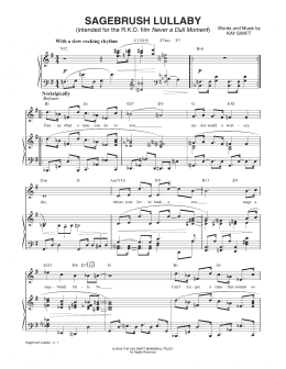 page one of Sagebrush Lullaby (from Never a Dull Moment) (Piano & Vocal)