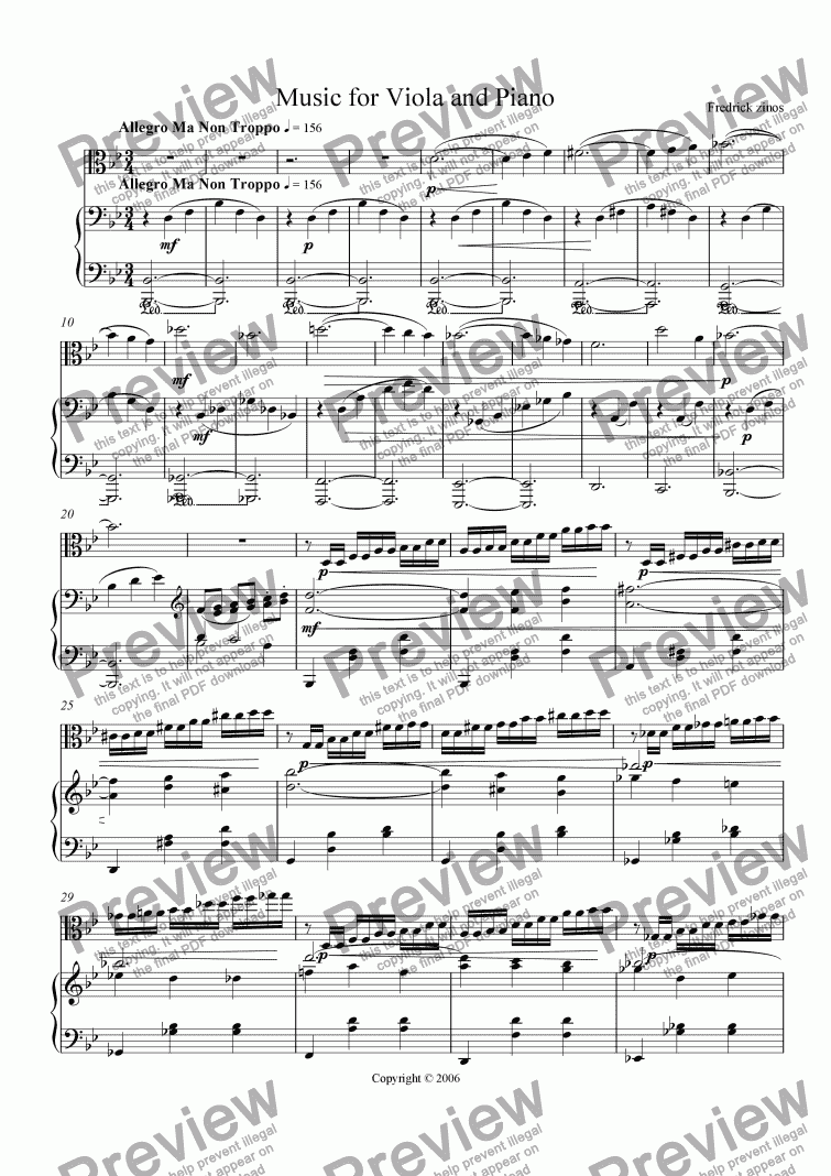 page one of Music for Viola and Piano
