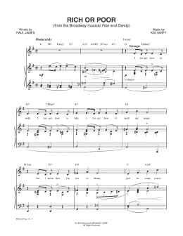 page one of Rich Or Poor (from the musical Fine and Dandy) (Piano & Vocal)
