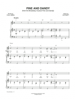 page one of Fine And Dandy (from the musical Fine and Dandy) (Piano & Vocal)