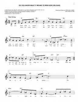 page one of Do You Know What It Means To Miss New Orleans (Easy Lead Sheet / Fake Book)