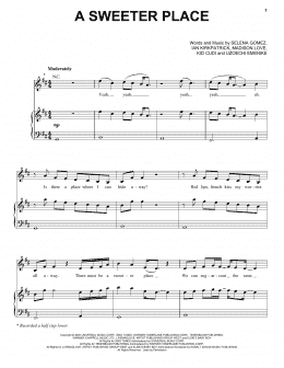 page one of A Sweeter Place (feat. Kid Cudi) (Piano, Vocal & Guitar Chords (Right-Hand Melody))