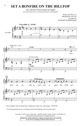 page one of Set A Bonfire On The Hilltop (An Advent Processional Of Light) (arr. Stewart Harris) (2-Part Choir)
