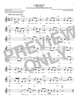 page one of A Time For Us (Love Theme from Romeo And Juliet) (Easy Lead Sheet / Fake Book)