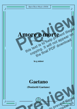 page one of Donizetti-Amore e morte,in g minor,for Voice and Piano