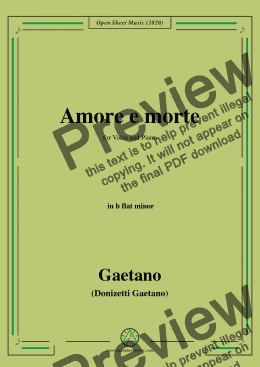 page one of Donizetti-Amore e morte,in b flat minor,for Voice and Piano