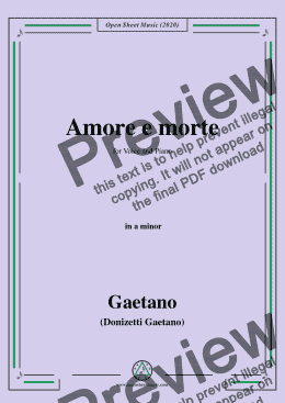 page one of Donizetti-Amore e morte,in a minor,for Voice and Piano