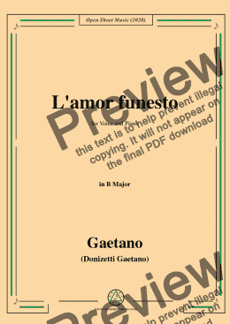 page one of Donizetti-L'amor funesto,in B Major,for Voice and Piano