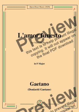 page one of Donizetti-L'amor funesto,in F Major,for Voice and Piano