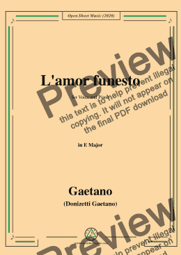 page one of Donizetti-L'amor funesto,in E Major,for Voice and Piano