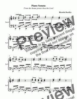 page one of Piano Sonata From the theme praise thou the Lord