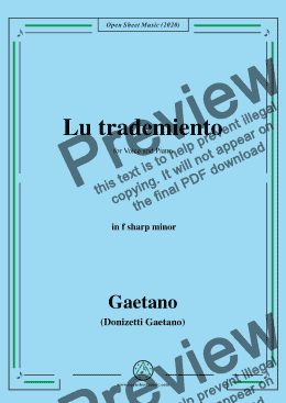 page one of Donizetti-Lu trademiento,in f sharp minor,for Voice and Piano
