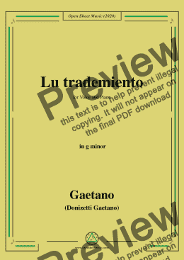 page one of Donizetti-Lu trademiento,in g minor,for Voice and Piano