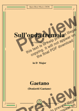 page one of Donizetti-Sull'onda tremola,in D Major,for Voice and Piano