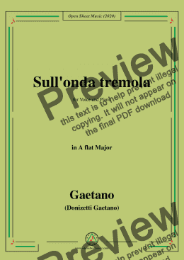 page one of Donizetti-Sull'onda tremola,in A flat Major,for Voice and Piano