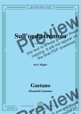 page one of Donizetti-Sull'onda tremola,in G Major,for Voice and Piano
