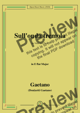 page one of Donizetti-Sull'onda tremola,in E flat Major,for Voice and Piano