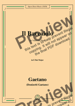 page one of Donizetti-Il Barcaiolo,in E flat Major,for Voice and Piano
