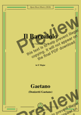 page one of Donizetti-Il Barcaiolo,in E Major,for Voice and Piano