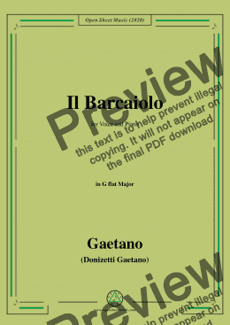 page one of Donizetti-Il Barcaiolo,in G flat Major,for Voice and Piano
