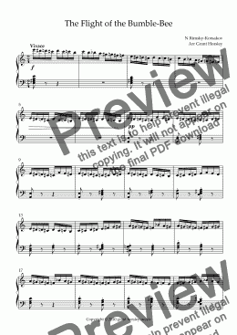 page one of The Flight of the Bumble Bee- Piano solo-Simplified version