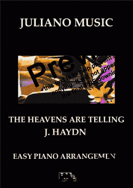 page one of THE HEAVENS ARE TELLING (EASY PIANO) - F. HAYDN