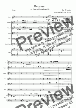 page one of Guy d'Hardelot - Because - Tenor, String Ensemble & Harp