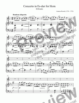 page one of Antonio Rosetti - Concert Es-dur for Horn Eb C 43 - III.Rondo (E-flat major C 43)