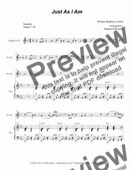 page one of Just As I Am (for Bb-Trumpet solo and Piano)