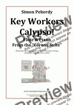 page one of Key Workers Calypso for Flute & Piano from the Corona Suite by Simon Peberdy