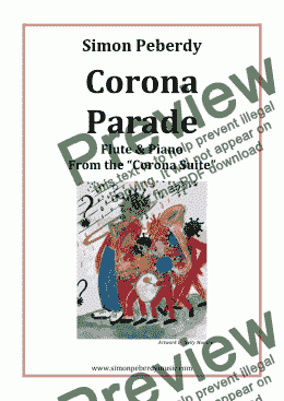 page one of Corona Parade for Flute & Piano from the Corona Suite by Simon Peberdy