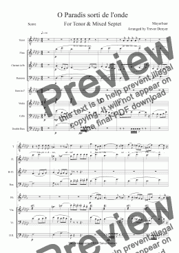 page one of Meyerbeer - O Paradis sorti de l'onde (Tenor) - Score