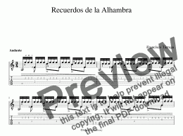 page one of Recuerdos de la Alhambra / Memories of the Alhambra (for iPad)