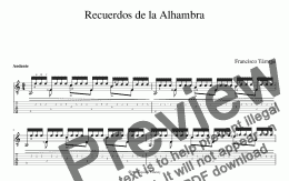 page one of Recuerdos de la Alhambra / Memories of the Alhambra (for Tablet)