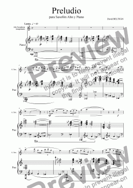 page one of Preludio para saxof�n alto y piano